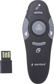 Gembird Wireless presenter with laser pointer, schwarz/grau, USB-A