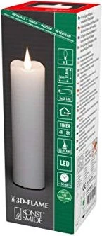 Konstsmide Echtwachskerze 17.8cm weiß LED 1x warmweiß, 1 Stück