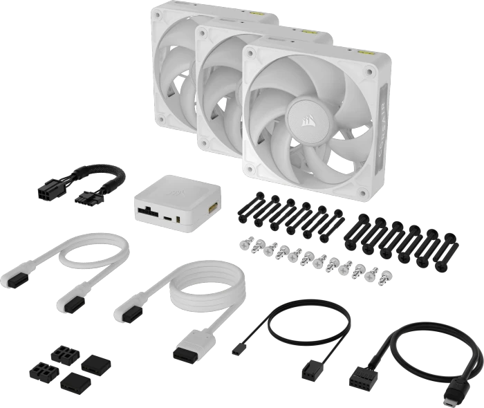 Corsair iCUE LINK RX120 Max RGB Starter Kit, weiß, LED-Steuerung, 120mm, 3er-Pack