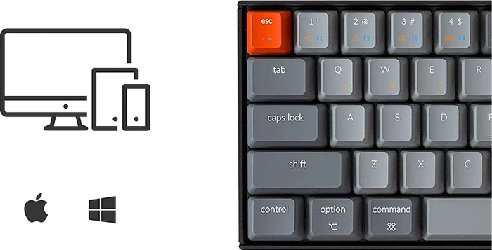 Keychron K6, 65%, LEDs weiß, hot-swap, schwarz/grau, Gateron BROWN, USB/Bluetooth, DE