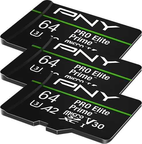 PNY Pro Elite Prime R200/W110 64GB, UHS-I U3, A2, Class 10, 3er-Pack