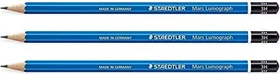 Staedtler Mars Lumograph 100 Bleistift 3H graphit, blau, 3er-Pack