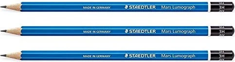 Staedtler Mars Lumograph 100 Bleistift 3H graphit, blau, 3er-Pack