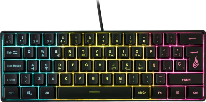 Verbatim SureFire KingPin X1 60% Gaming Keyboard, LEDs RGB, schwarz, USB, ES