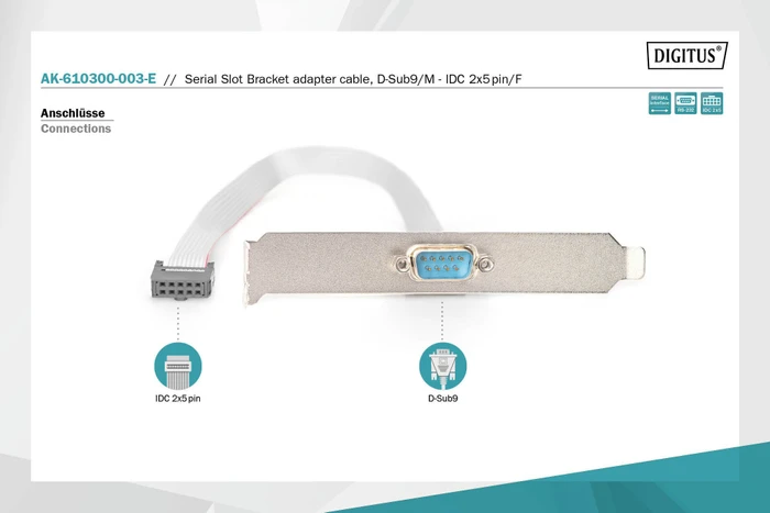 Digitus Seriell-Port Slotblech, seriell via DB9 (RS-232), IDC 10-Pin