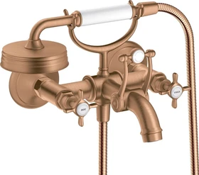 Hansgrohe Axor Montreux 2-Griff Wannenmischerarmatur Aufputz mit Kreuzgriffen brushed bronze