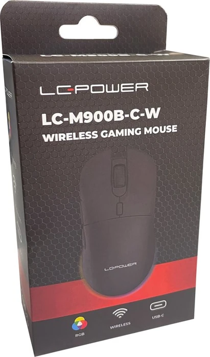 LC-Power m900B-C-W Gaming Funkmaus schwarz, USB