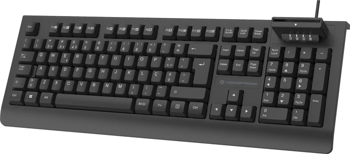 Conceptronic Kayne Tastatur mit SmartID-Kartenleser, schwarz, USB, PT