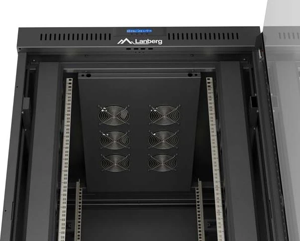 Lanberg 19" Rackschrank 27HE, LCD, freistehend, Flat Pack, V2, Glastür, IP20, RAL 9004, 1000mm tief