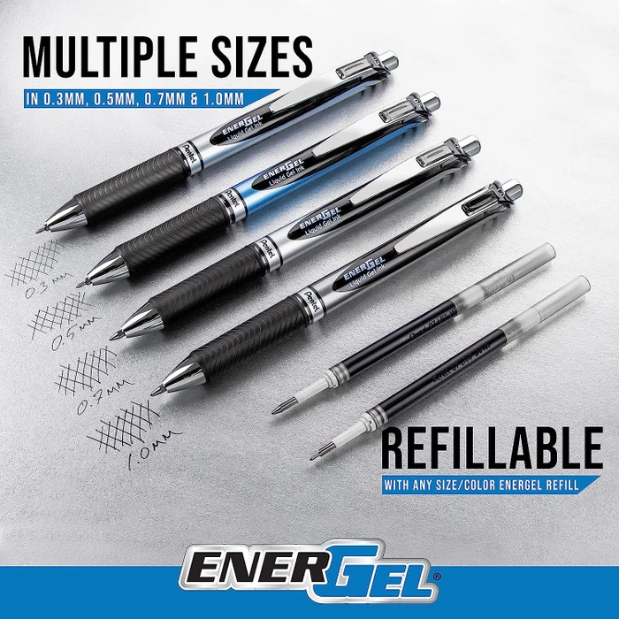 Pentel EnerGel XM BL77 Gelroller sepia/silber, 12er-Pack