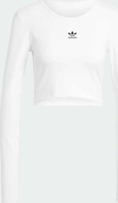 adidas Essentials Ribbed Crop Top Shirt langarm weiß (Damen)