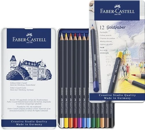 Faber-Castell Goldfaber Aqua Buntstift sortiert, Metalletui, 12er-Set