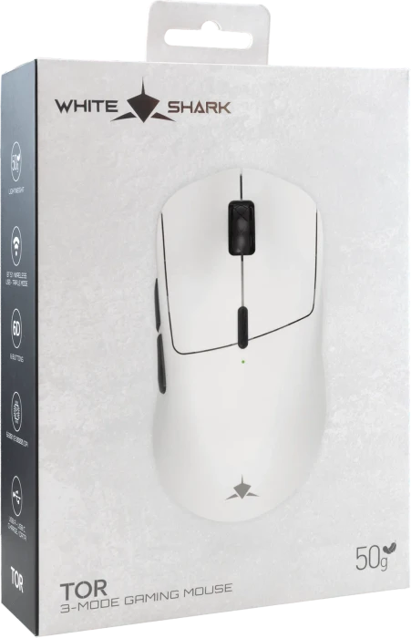 White Shark TOR Wireless Gaming Mouse, weiß, USB/Bluetooth