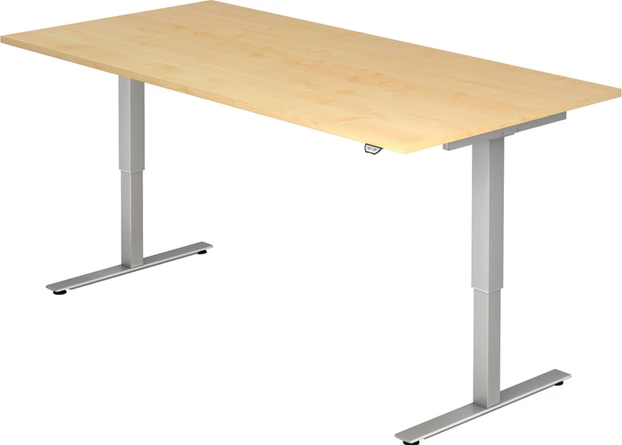 Hammerbacher Ergonomic Aktiv XMST2E/3/S elektrisch höhenverstellbarer Sitz-Steh-Schreibtisch 200x100cm Ahorn/silber