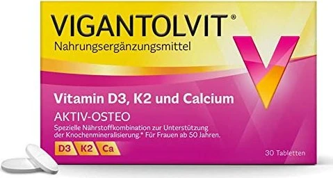 Vigantolvit Vitamin D3, K2 und Calcium Tabletten, 30 Stück