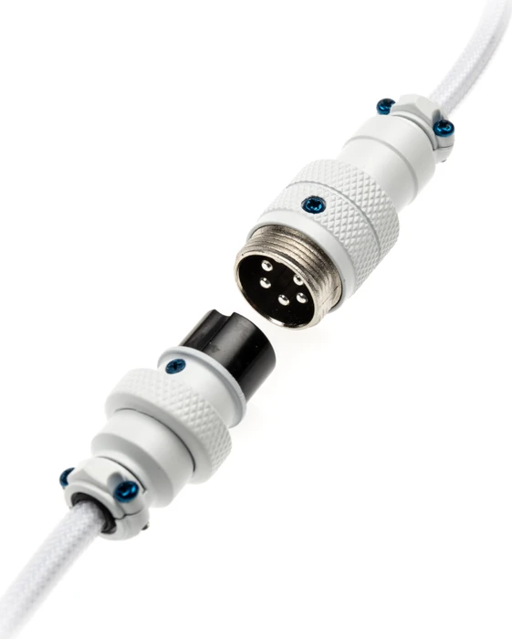 Ducky Premicord Spiralkabel USB-C auf USB-A, Tastaturkabel (Spiral-Textilkabel), 1.8m, White Edition
