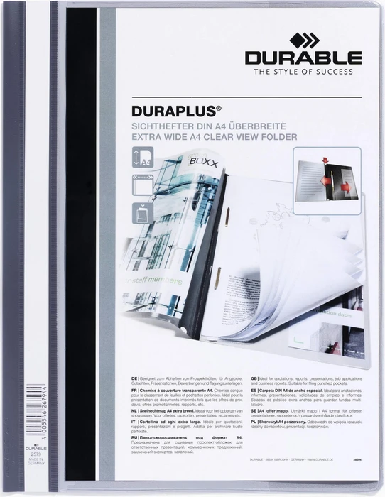 Durable Duraplus Schnellhefter, A4, grau/transparent