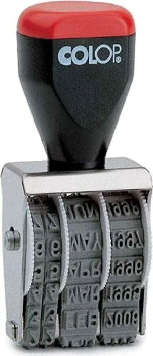COLOP 04000 Datumstempel, 26x4mm, Monat in Buchstaben, rot/schwarz/silber