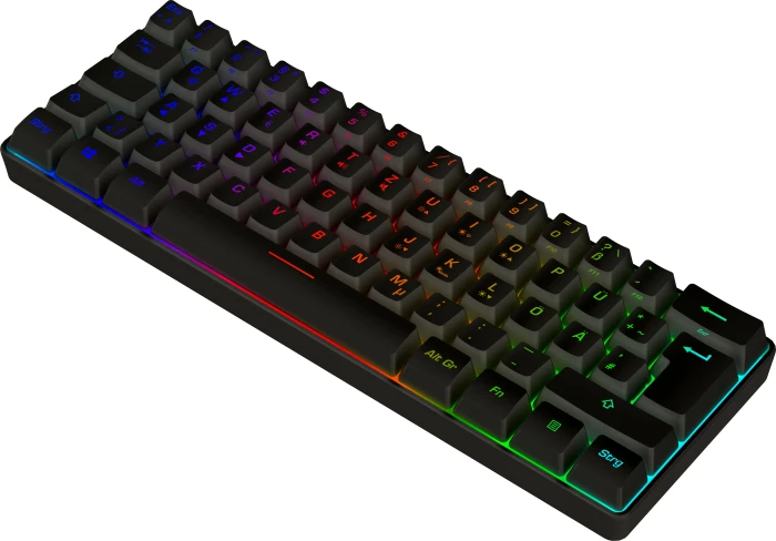 ISY IGK-3600-BK Mini Gaming Tastatur, schwarz, LEDs RGB, USB, DE