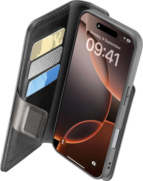 Cellularline Book Agenda für Apple iPhone 16 Pro schwarz