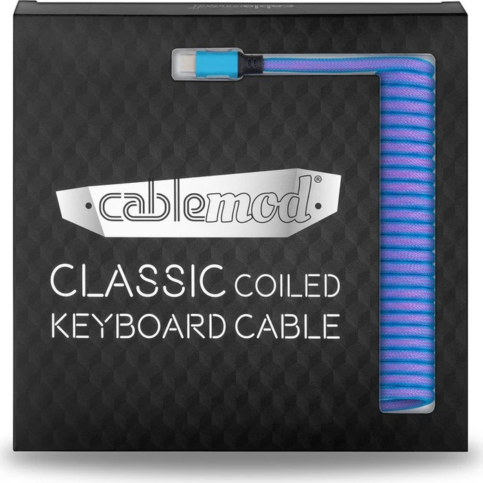 CableMod Classic Coiled Keyboard Cable USB Micro-B auf USB-A, Tastaturkabel (Spiral-Textilkabel), 1.5m, Galaxy Blue
