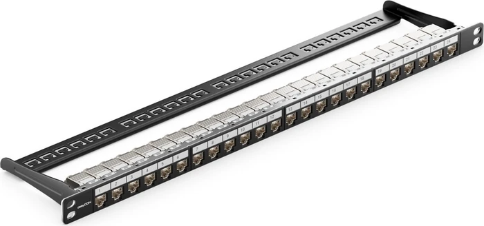 deleyCON Patchpanel für Keystone Module 19", 0.5HE, inkl. RJ-45 Cat6a Module, 24-Port, 19"