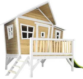 Axi Spielhaus Emma braun/weiß mit Rutsche hellgrün