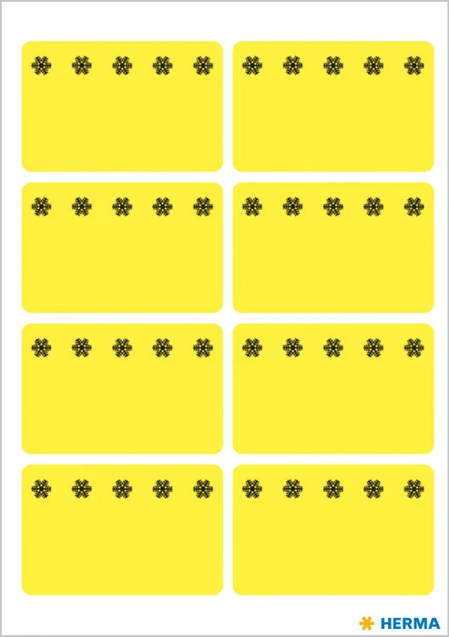 Herma Tiefkühletiketten Eiskristalle, 26x40mm, gelb, 6 Blatt (48 Etiketten)