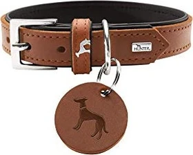 Hunter Larvik Hundehalsband, Leder, schlicht, elegant, komfortabel, 60 M-L, schwarz