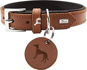 Hunter Larvik Hundehalsband, Leder, schlicht, elegant, komfortabel, 60 M-L, schwarz