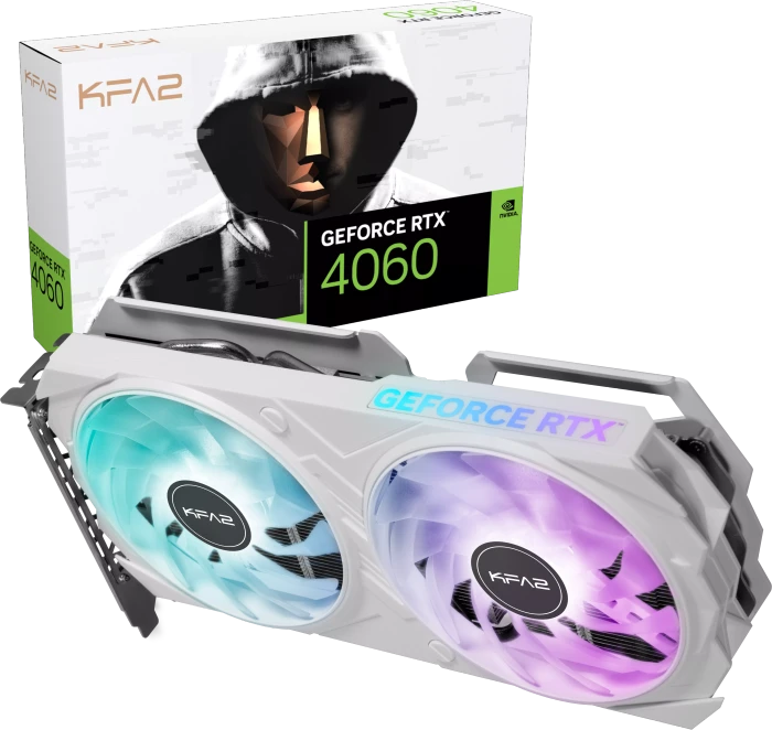 KFA2 GeForce RTX 4060 EX White (1-Click OC), 8GB GDDR6, HDMI, 3x DP
