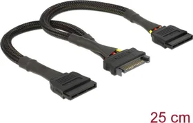 DeLOCK Y-Stromkabel SATA 15-Pin Buchse auf 2x SATA 15-Pin Stecker, 0.25m (60135)