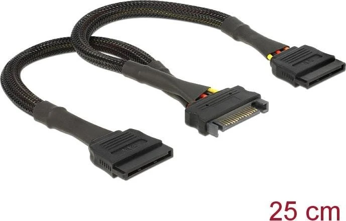 DeLOCK Y-Stromkabel SATA 15-Pin Buchse auf 2x SATA 15-Pin Stecker, 0.25m