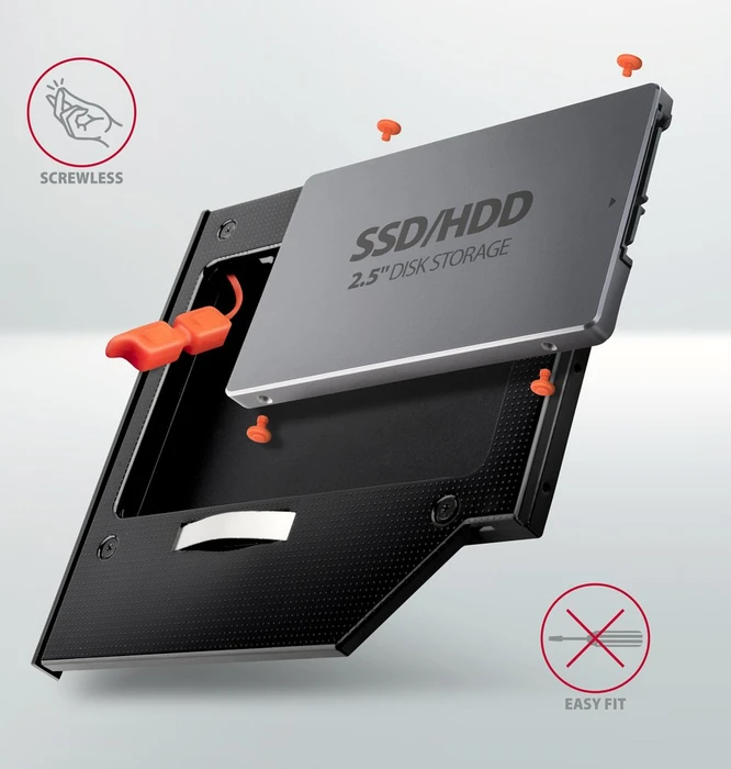 Axagon 2.5" auf 5.25" SlimLine, 9.5mm Bauhöhe, Einschubadapter