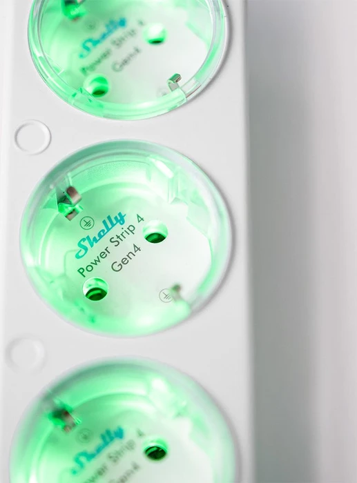 Shelly Power Strip 4 Gen4, 4-fach weiß, 3500W, Typ F, Smart-Steckdosenleiste