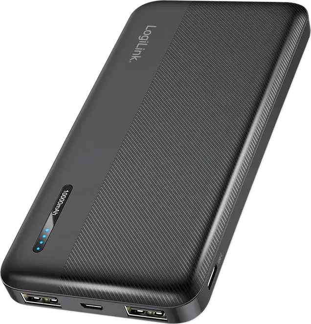 LogiLink Powerbank 10000mAh 2x USB-A 1x USB-C schwarz