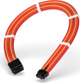 EZDIY-FAB 12VHPWR Kabel, 16-Pin PCIe Verlängerungskabel, 16-Pin PCIe 5.0 12VHPWR Buchse auf 16-Pin PCIe 5.0 12VHPWR Stecker, 16AWG, rot/gelb, 30cm