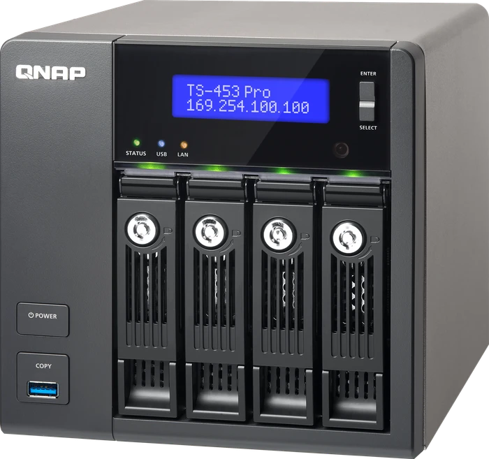 QNAP Turbo Station TS-453 Pro, 2GB RAM, 4x RJ-45 1000Base-T, 3x USB-A 3.0