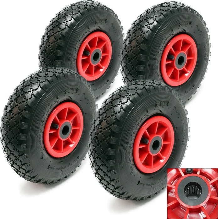 Wiltec HT2046 Ersatzrad für Schubkarre, 4 Stück