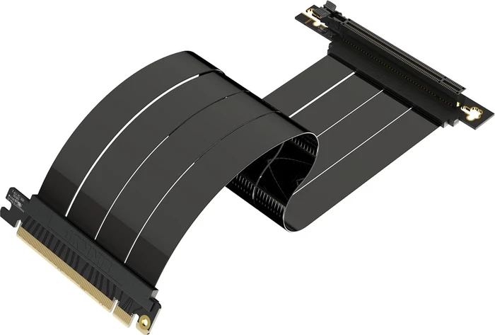 LinkUP AVA5 Riser Kabel, rechts gerichtet, gewinkelt, PCIe 5.0, 300mm, schwarz