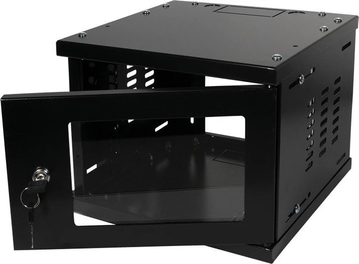LogiLink 10" Wandgehäuse 4HE, montiert, Sicherheitsglastür, schwarz, 300mm tief