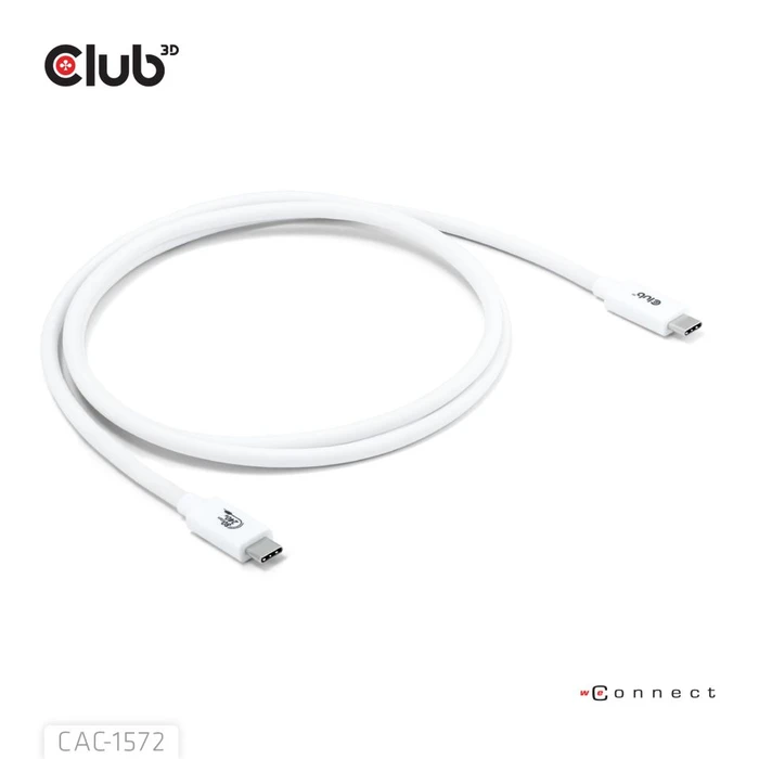 Club 3D USB-C Kabel, USB4 Gen4x2, 80Gb/s, 8K240Hz, 240W PD EPR, USB-C Stecker auf USB-C Stecker, 1.2m, weiß