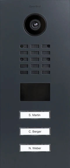 DoorBird D2103V IP Video Türstation mit 3 Ruftasten RAL 7016, Edelstahl V2A, gebürstet
