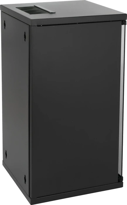 HMF Serverschrank 10", HMF 63400 12HE, Sicherheitsglastür, IP20, schwarz, 300mm tief