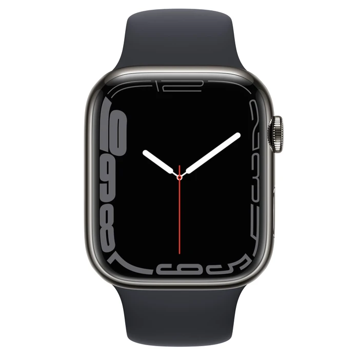 Apple Watch Series 7 (GPS + Cellular) 45mm Edelstahl graphit mit Sportarmband Mitternacht