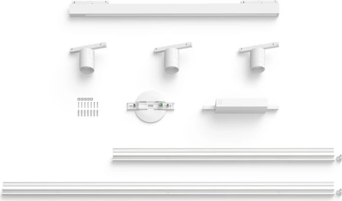 Philips Hue White and Color Ambiance Basis Perifo Schienensystem für die Decke gerade mit 3 Spots & 1 Lineare Lightbar weiß