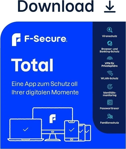 F-Secure Total Security & VPN 2017, 3 User, 2 Jahre, ESD (multilingual) (PC)