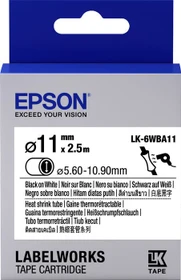 Epson LK-6WBA11 Schrumpfschlauch, 11mm, schwarz/weiß