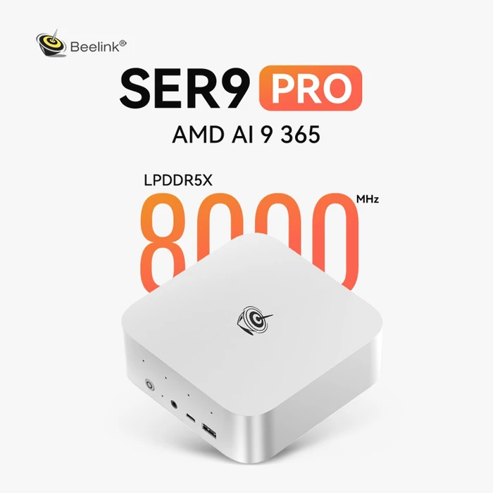 Beelink SER9 Pro, Frost Silver, Ryzen AI 9 365, 32GB RAM, 1TB SSD