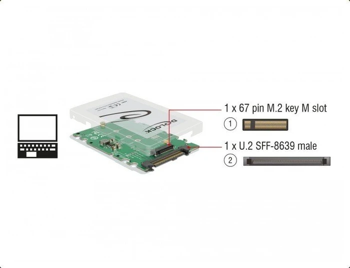 DeLOCK U.2 2.5" -> M.2 PCIe